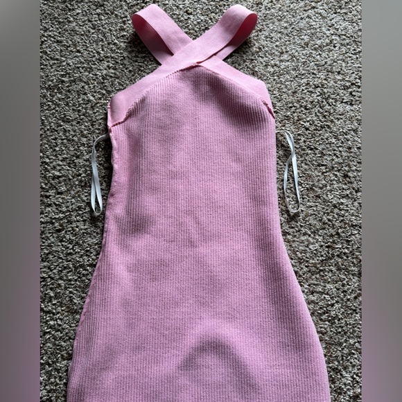 BABATON Aritzia Sculpt Knit Criss Cross Dress Ribbed Halter Dress Pink Size XXS - Picture 13 of 14